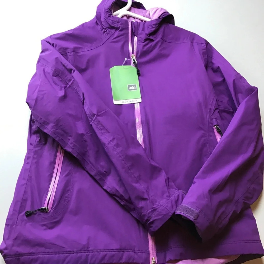 REI Girls XL Kids Salix Insulated Rain Jacket Purple NWT Breathable Shell